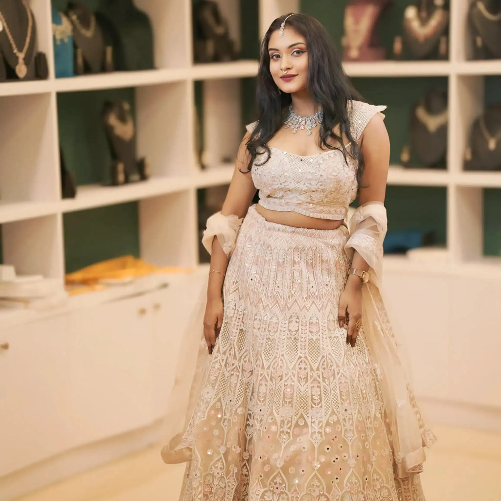 light pink lehenga wedding dress rental kerala