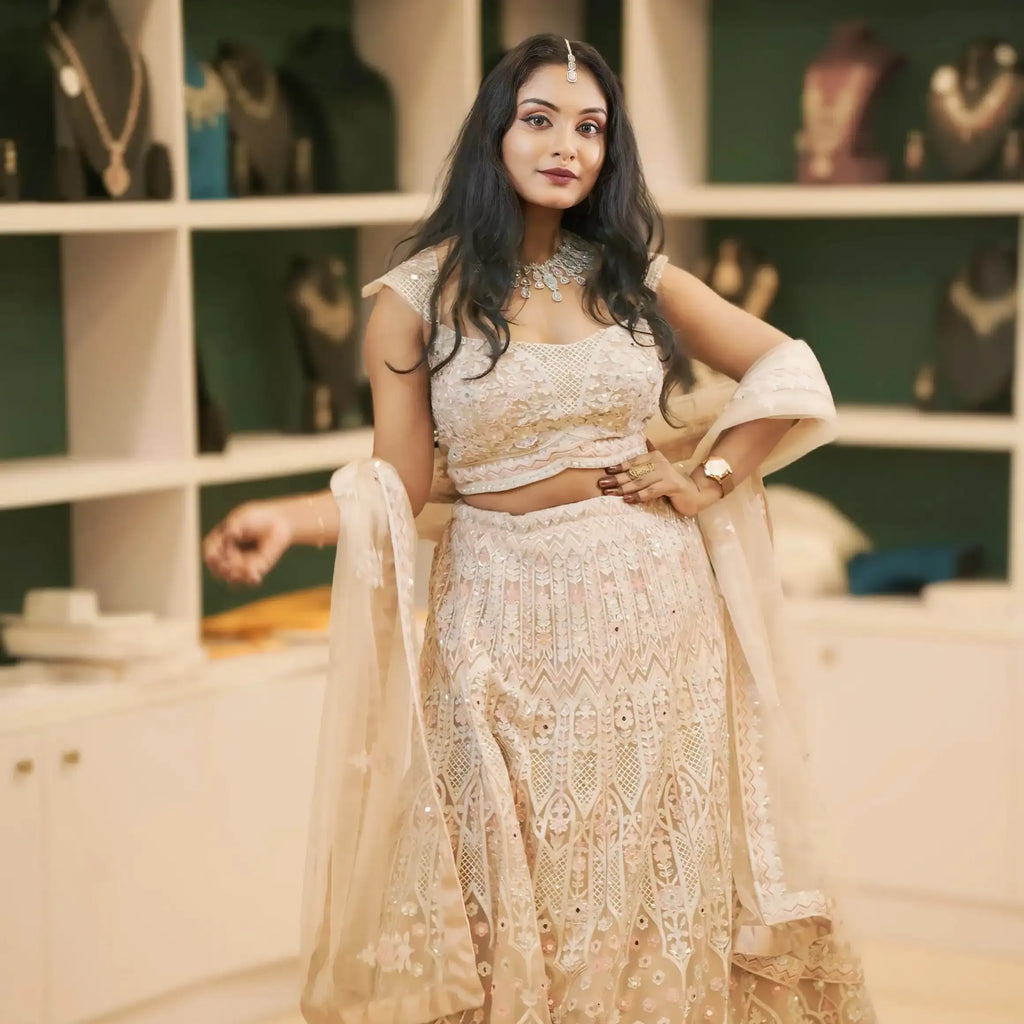 pink lehenga wedding clothes rental elegant look