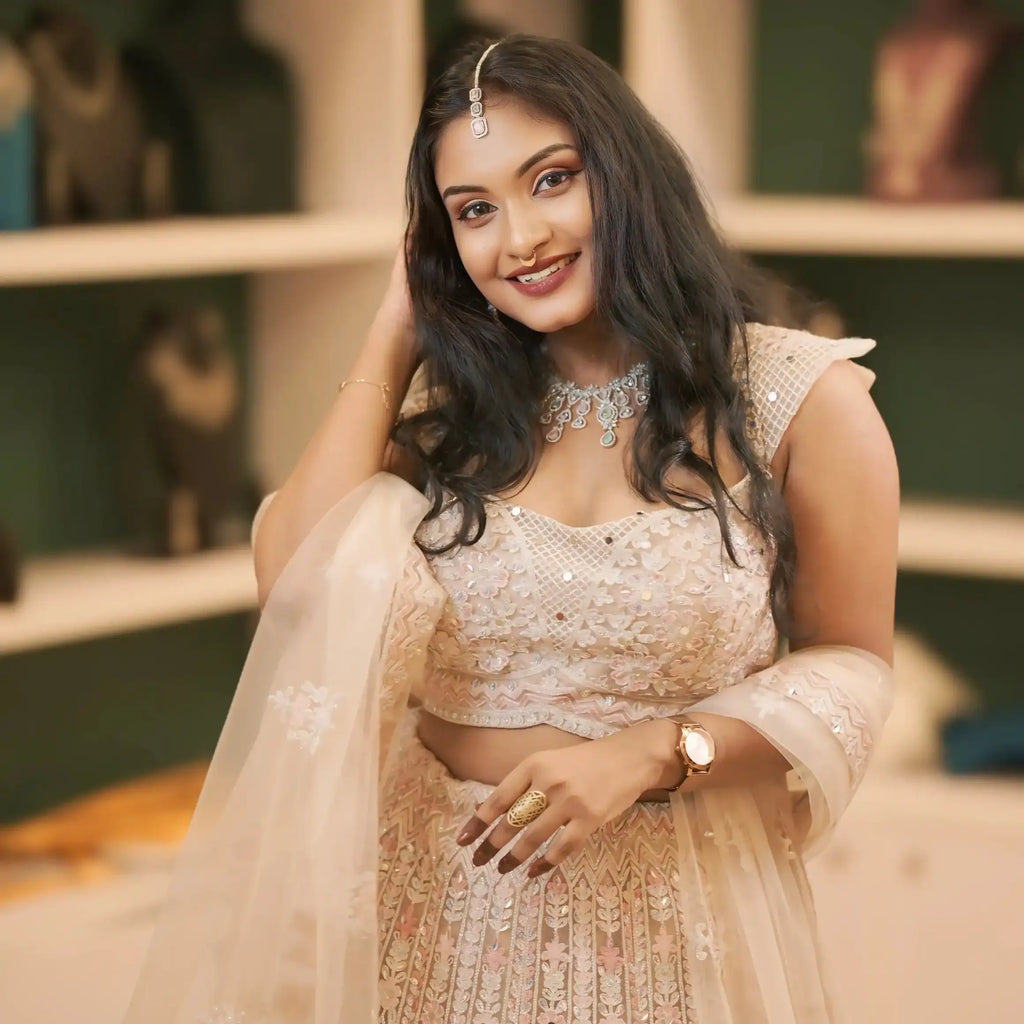 designer lehenga wedding attire rental kerala pastel