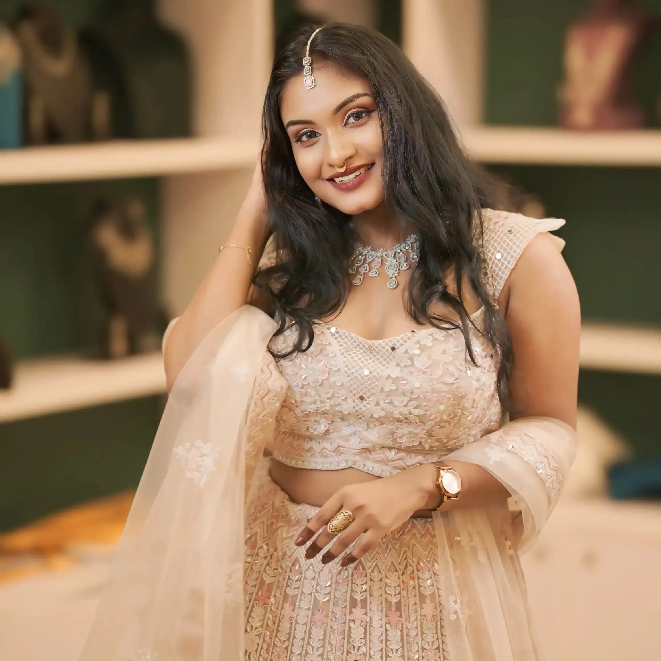 designer lehenga wedding attire rental kerala pastel