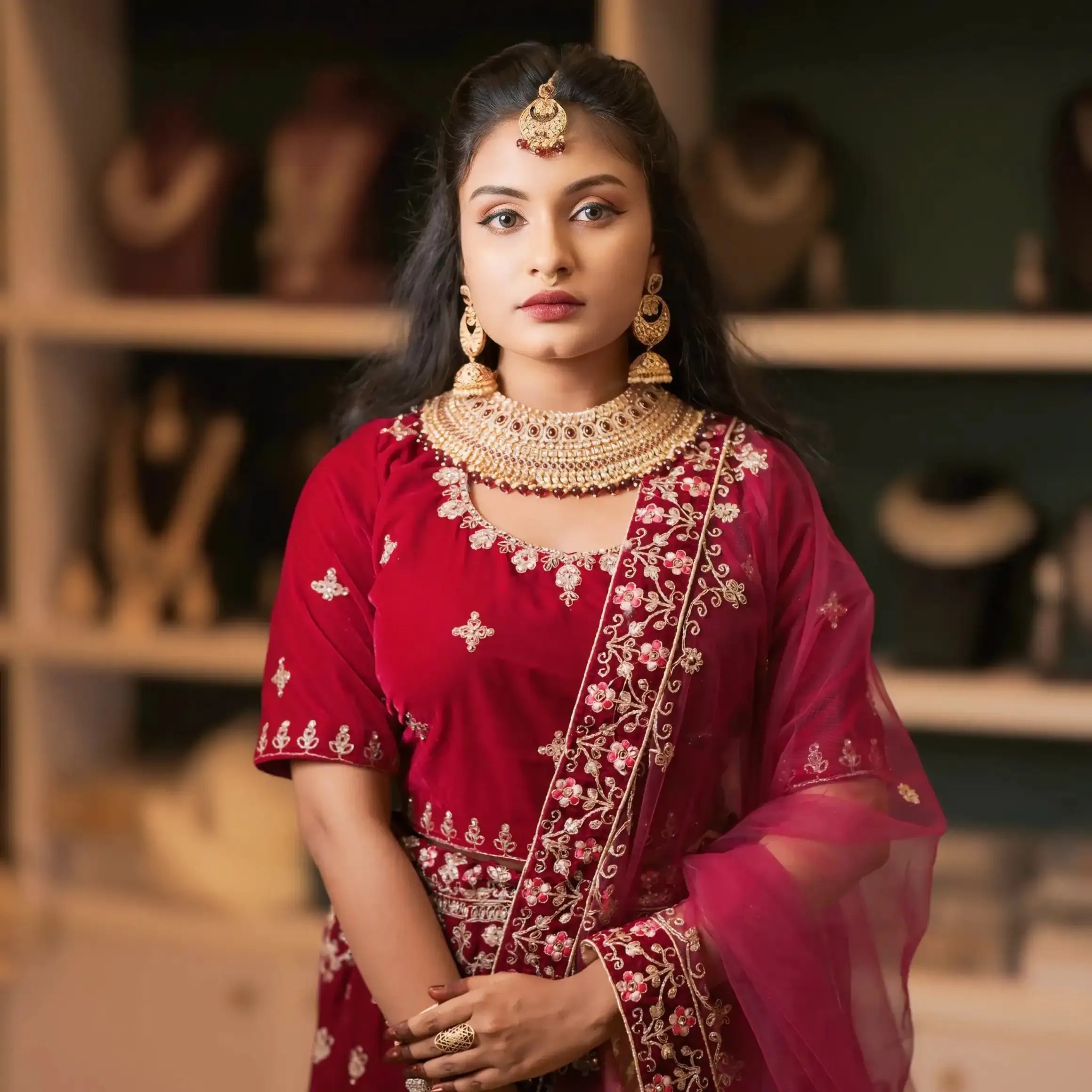 maroon lehenga set wedding attire rental bride to be dress