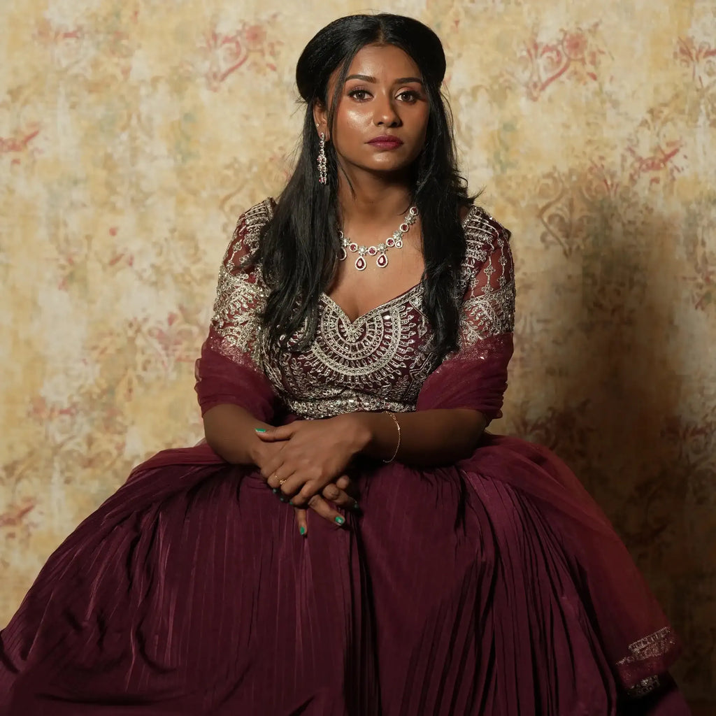 embroidered crop top lehenga for wedding reception