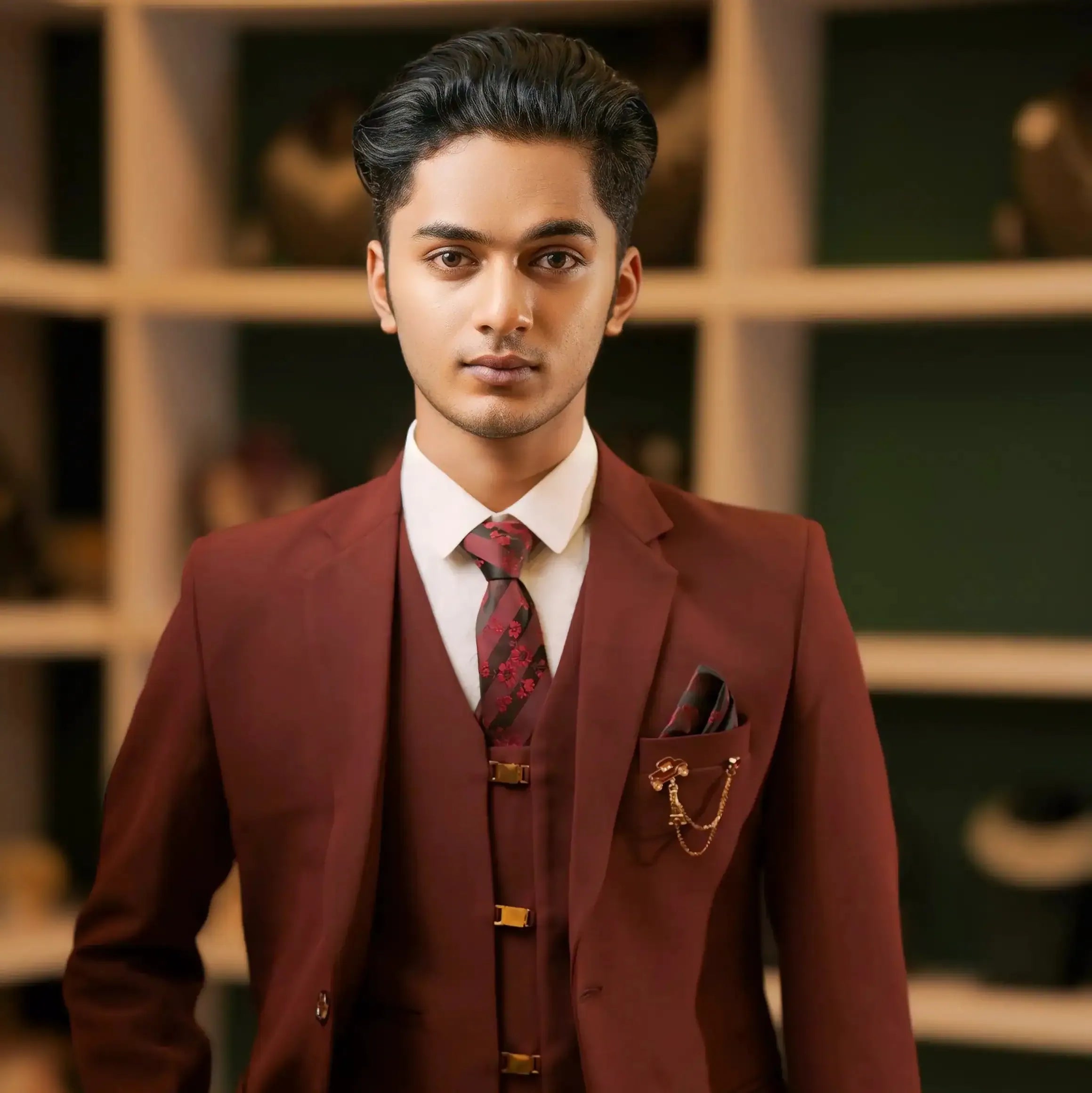 maroon three piece suit wedding dress rental kerala groom