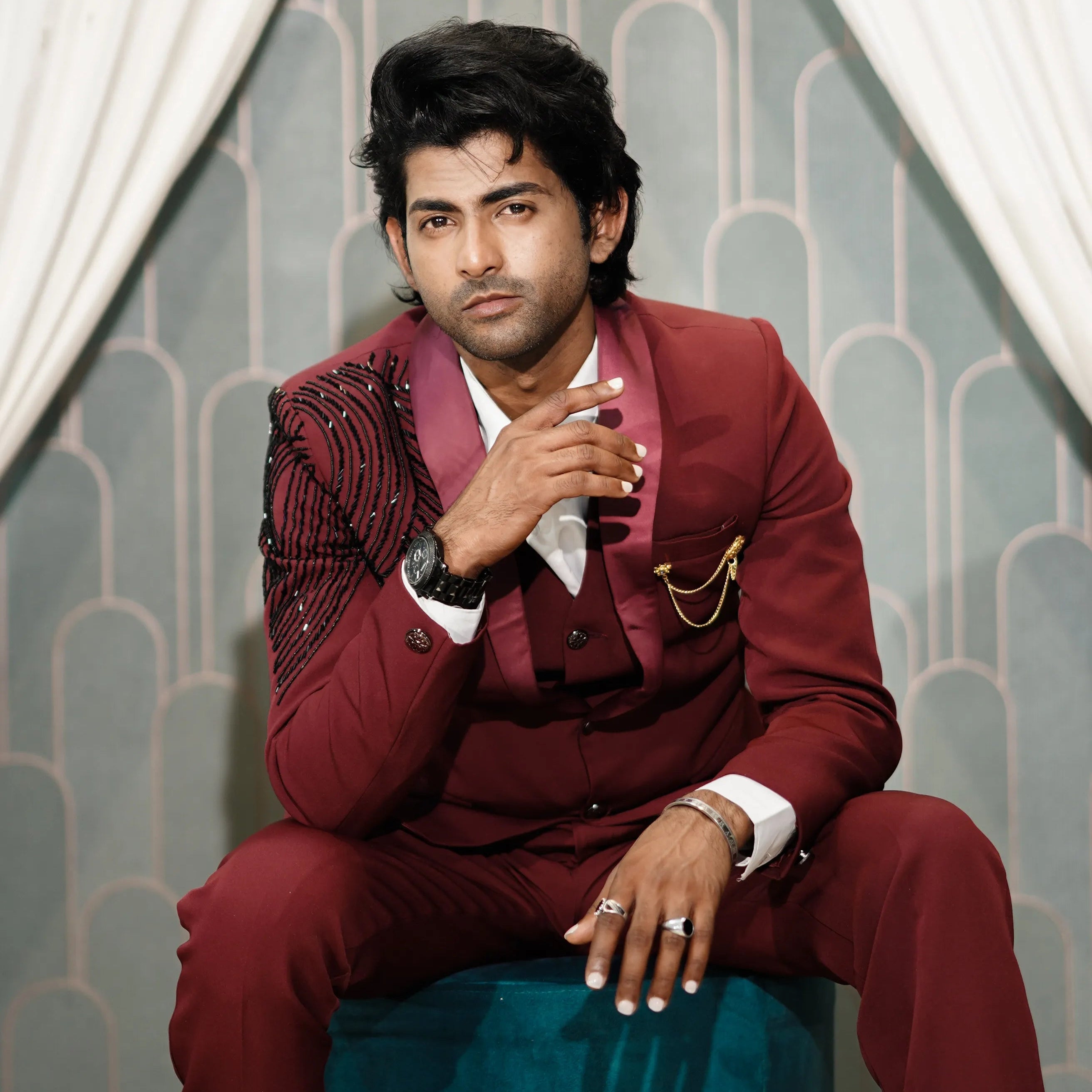 Red Luxury Wedding Tuxedo Suit