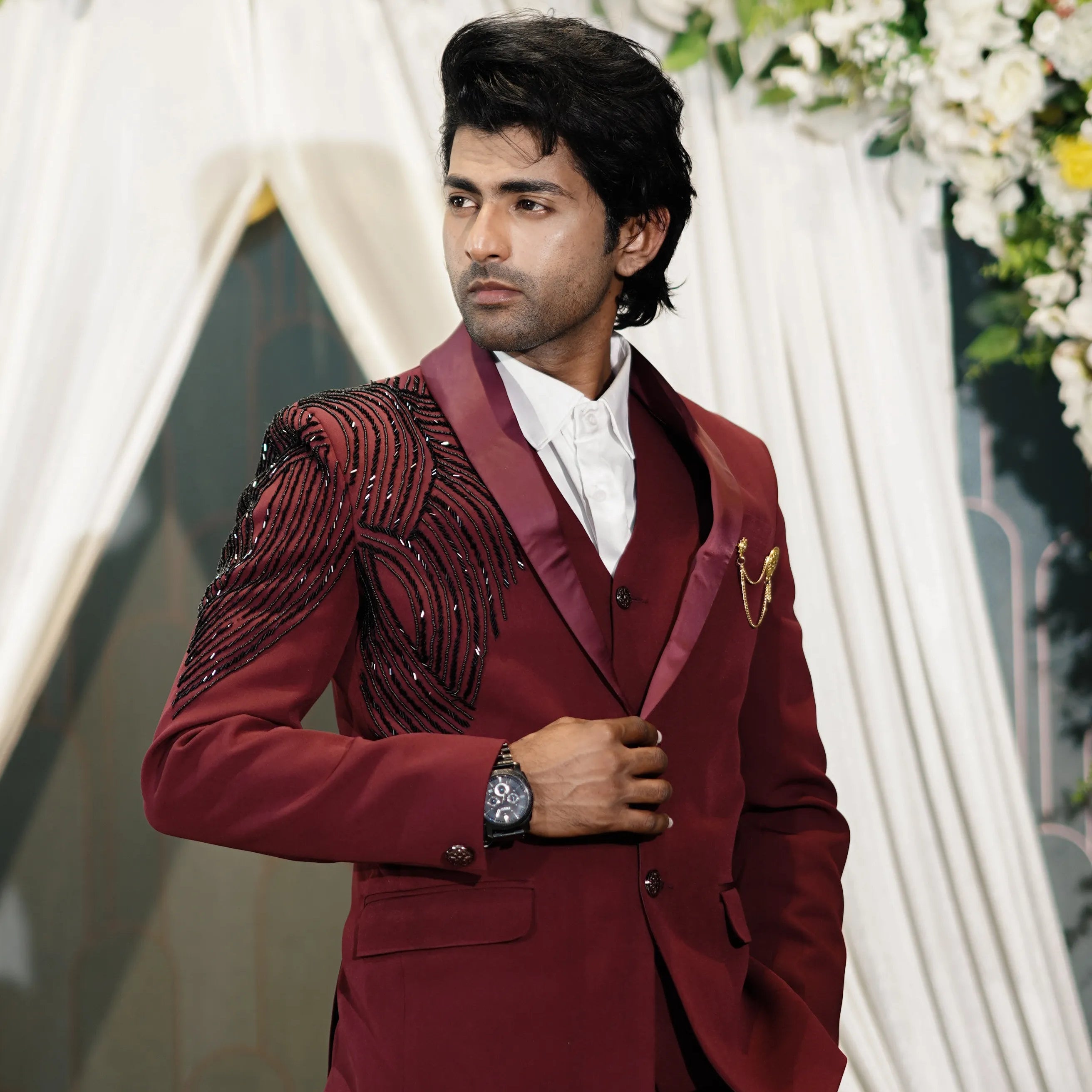 Red Luxury Wedding Tuxedo Suit