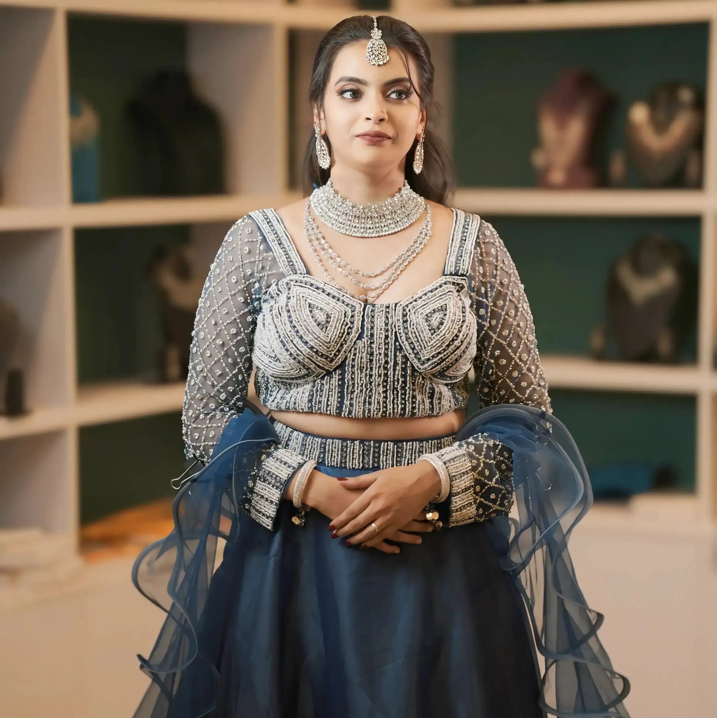 embroidered lehenga bridal wear rental kerala