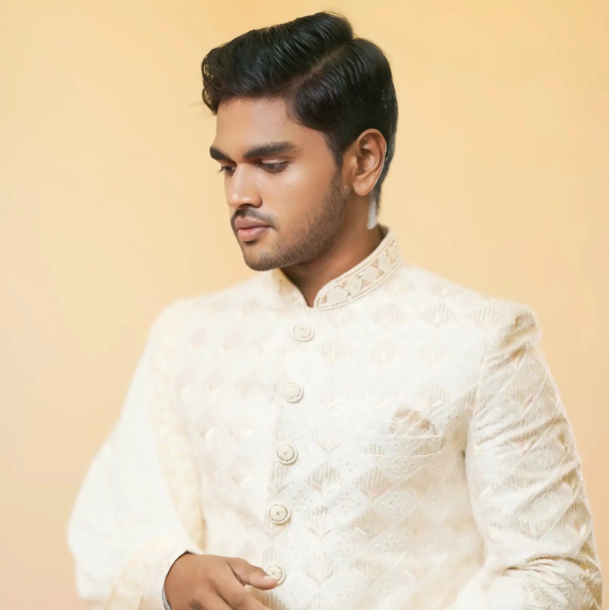 designer sherwani wedding clothes rental kerala ivory