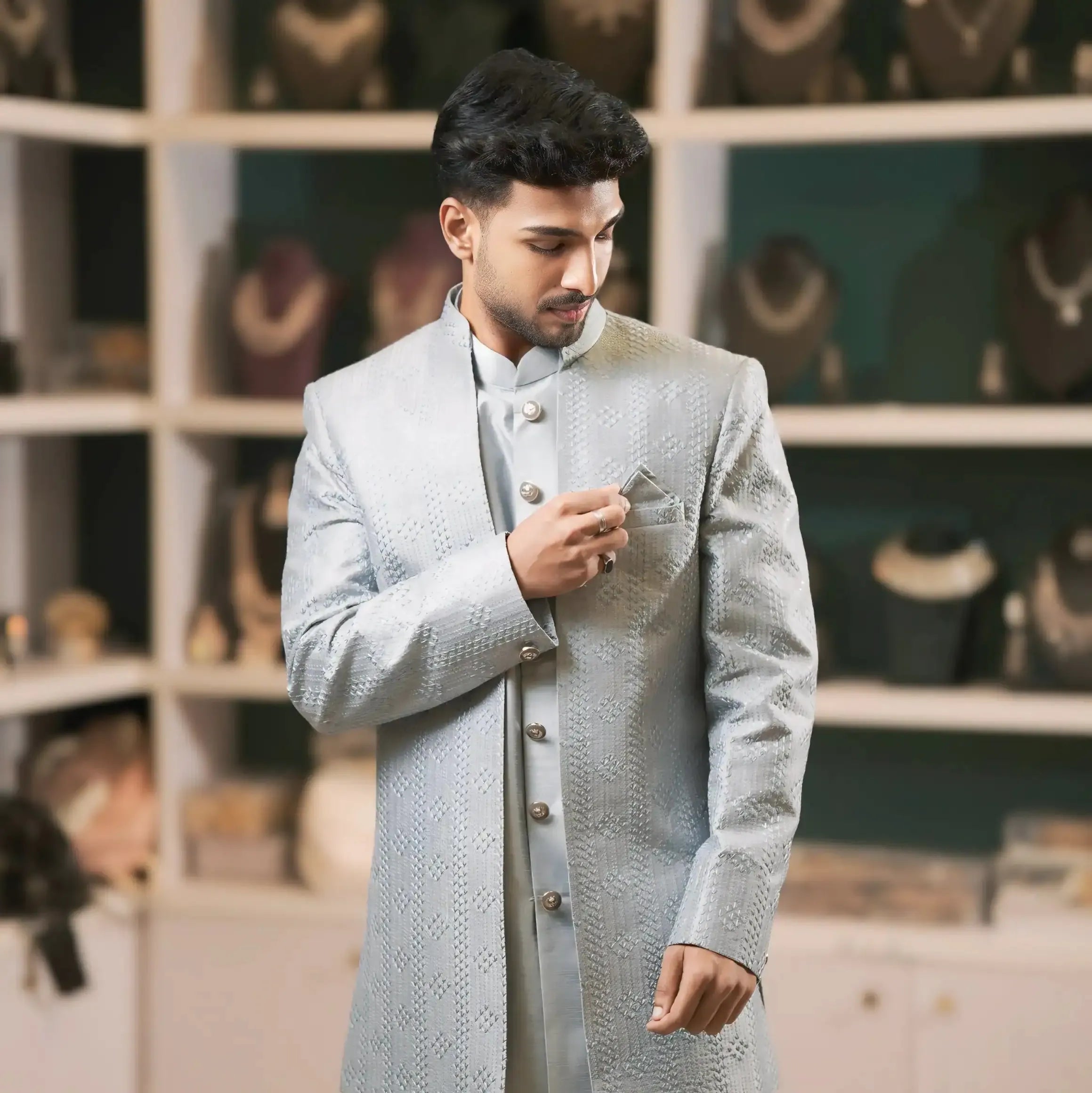 blue sherwani wedding clothes rental traditional wear