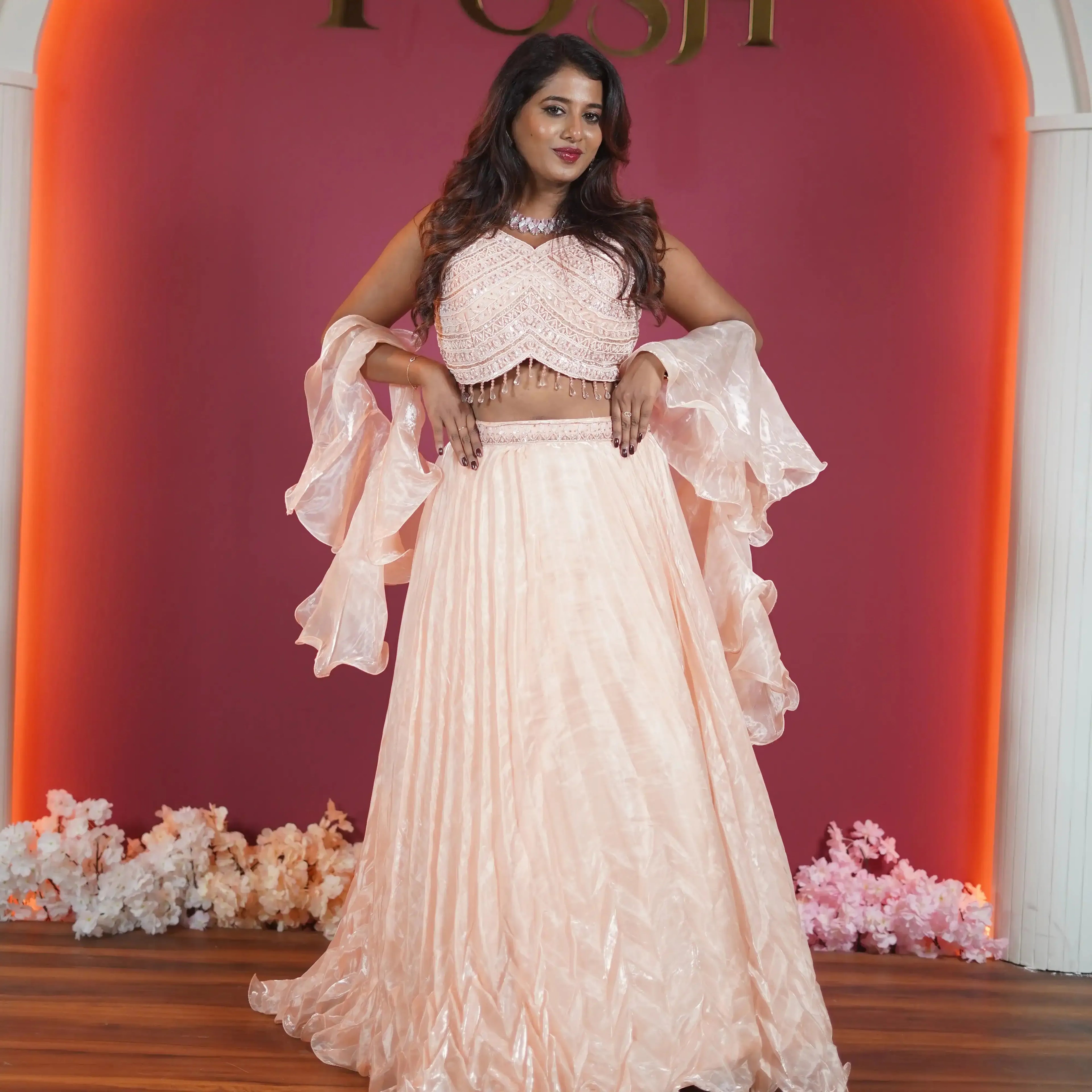 designer crop top wedding clothes rental kerala