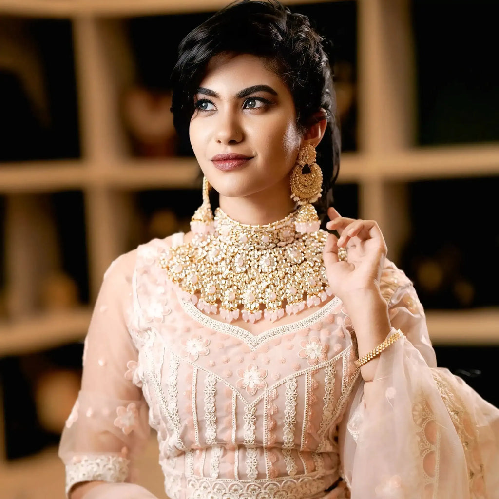 designer lehenga wedding clothes rental kerala peach