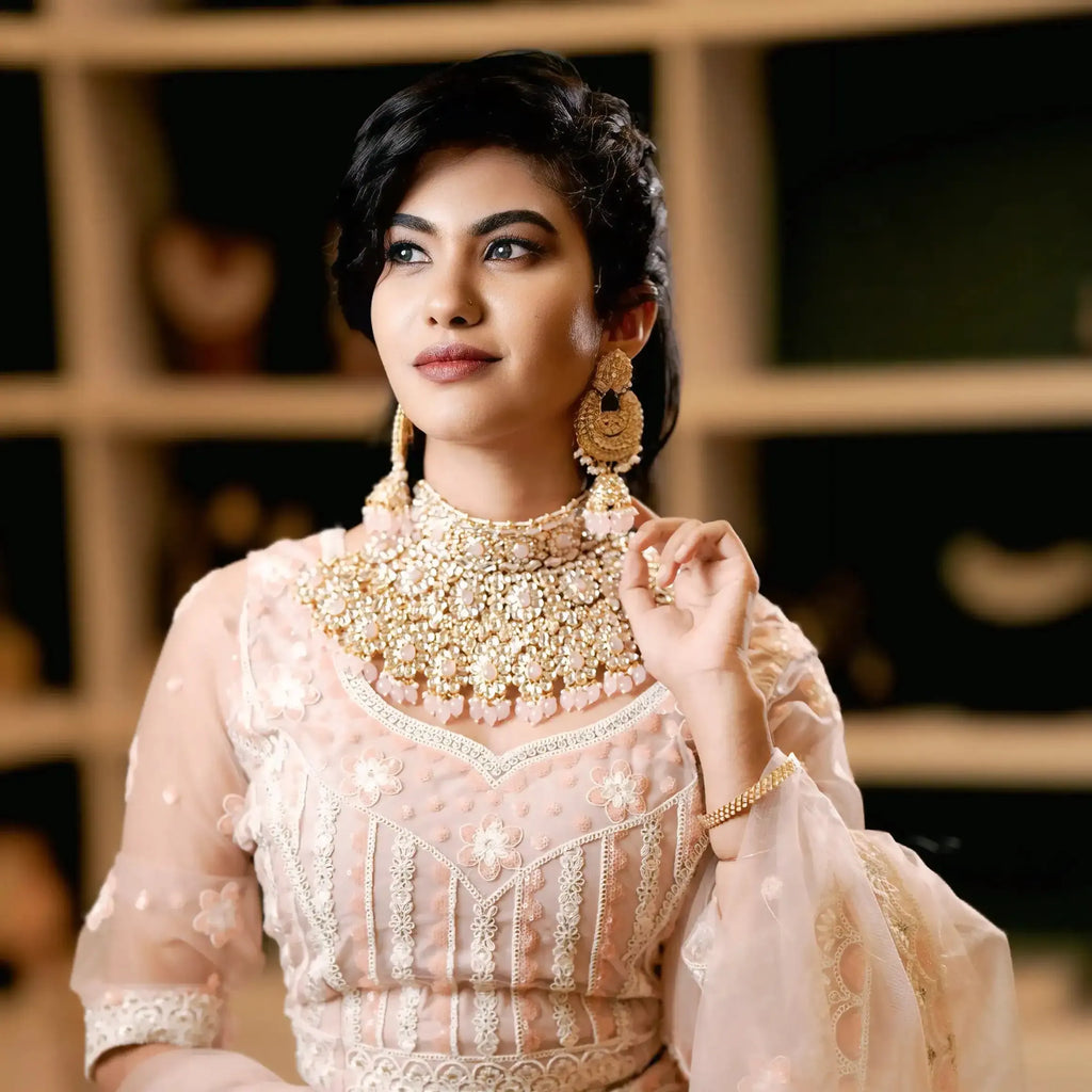 embroidered lehenga wedding outfit rentals peach bridal