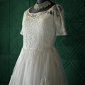 pearl white lace bridal gown rental kerala