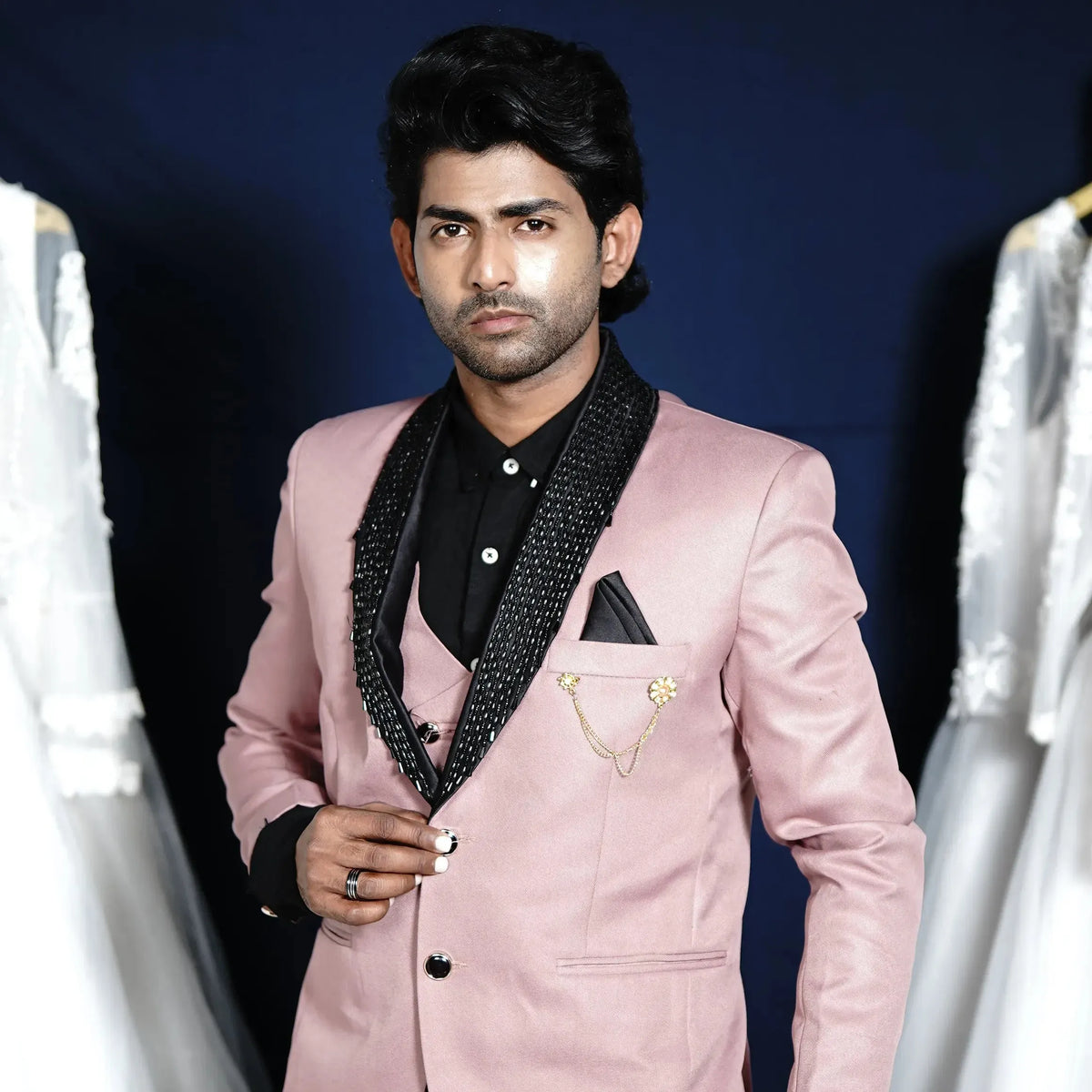 Pink designer wedding suit for men