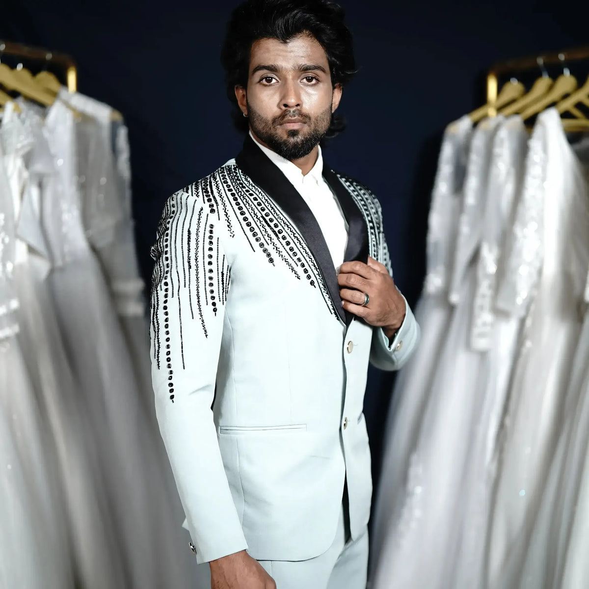 Pista green designer groom suit rental Kerala