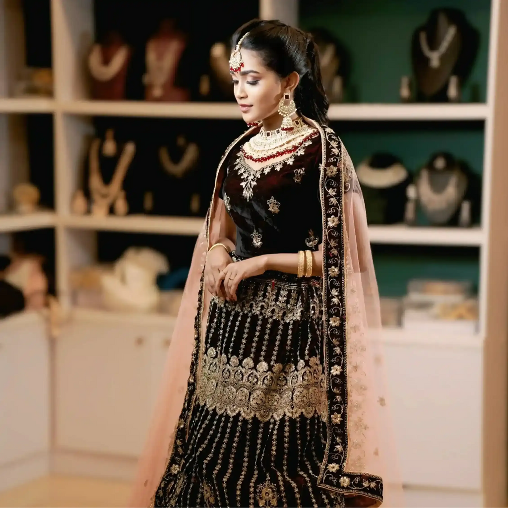 embroidered lehenga wedding clothes rental bridal style