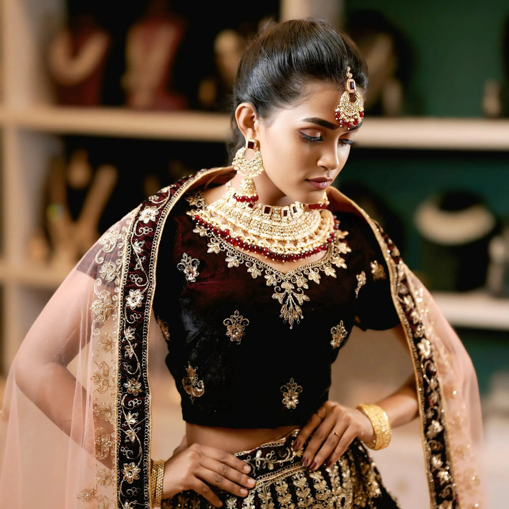 purple wine lehenga wedding dress rental kerala bridal
