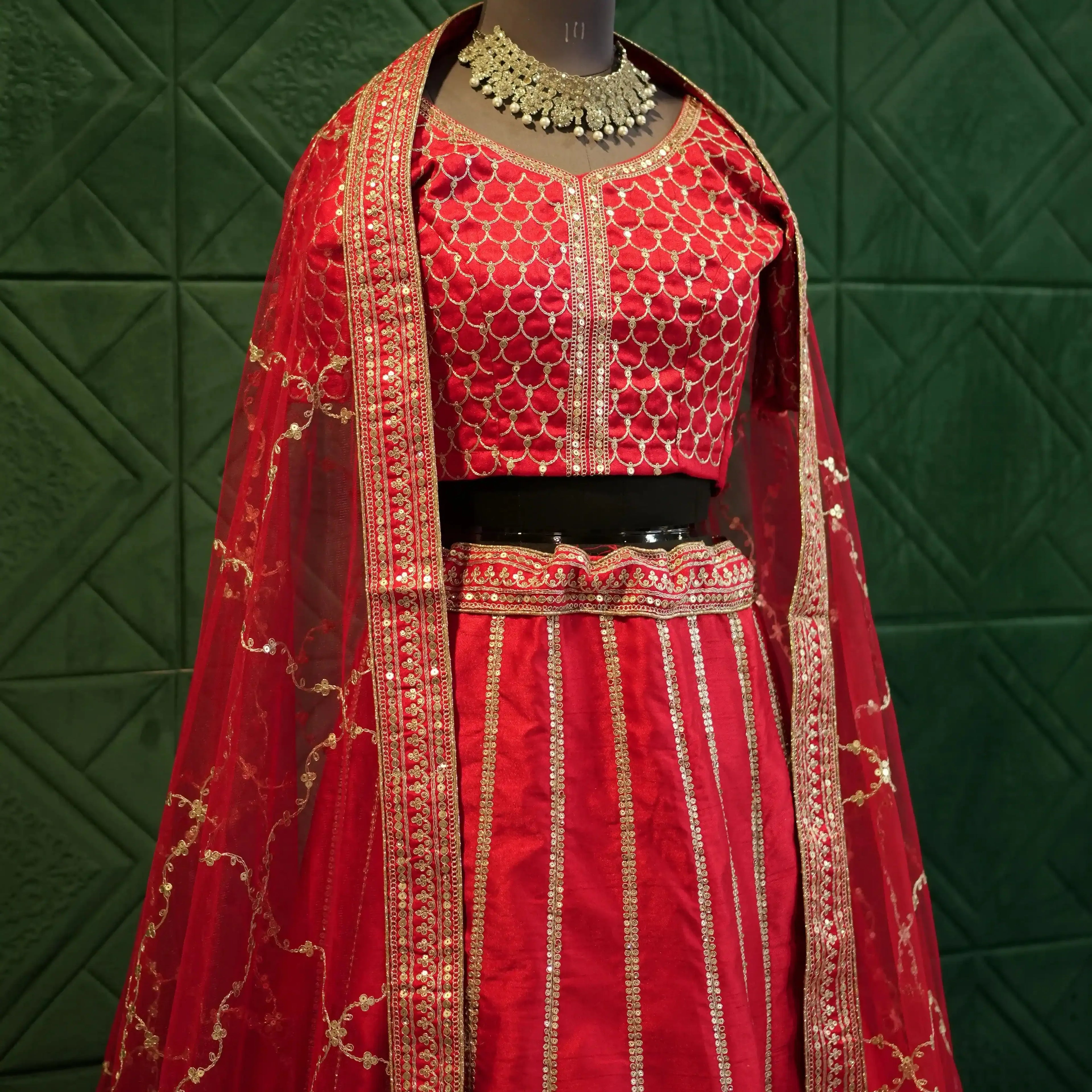 Red Bridal Lehenga Rental in Kerala Wedding Dress – Posh Wedding Rental