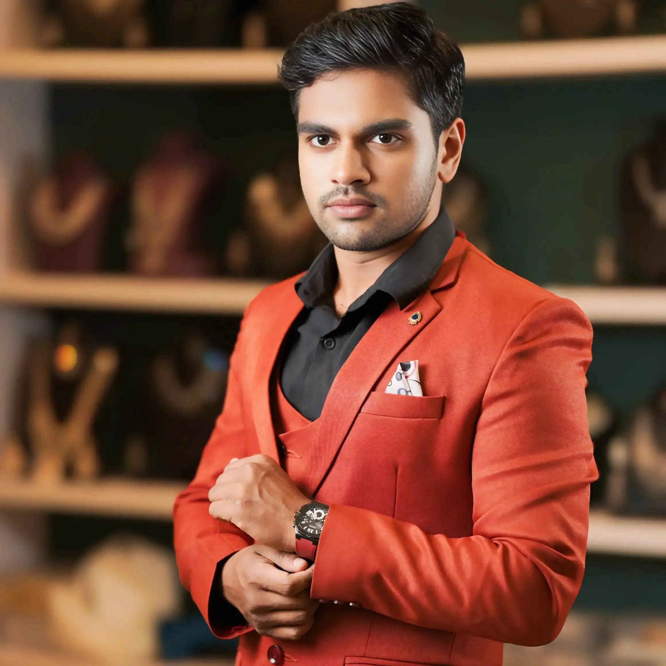 groom suit wedding outfit rentals stylish orange suit