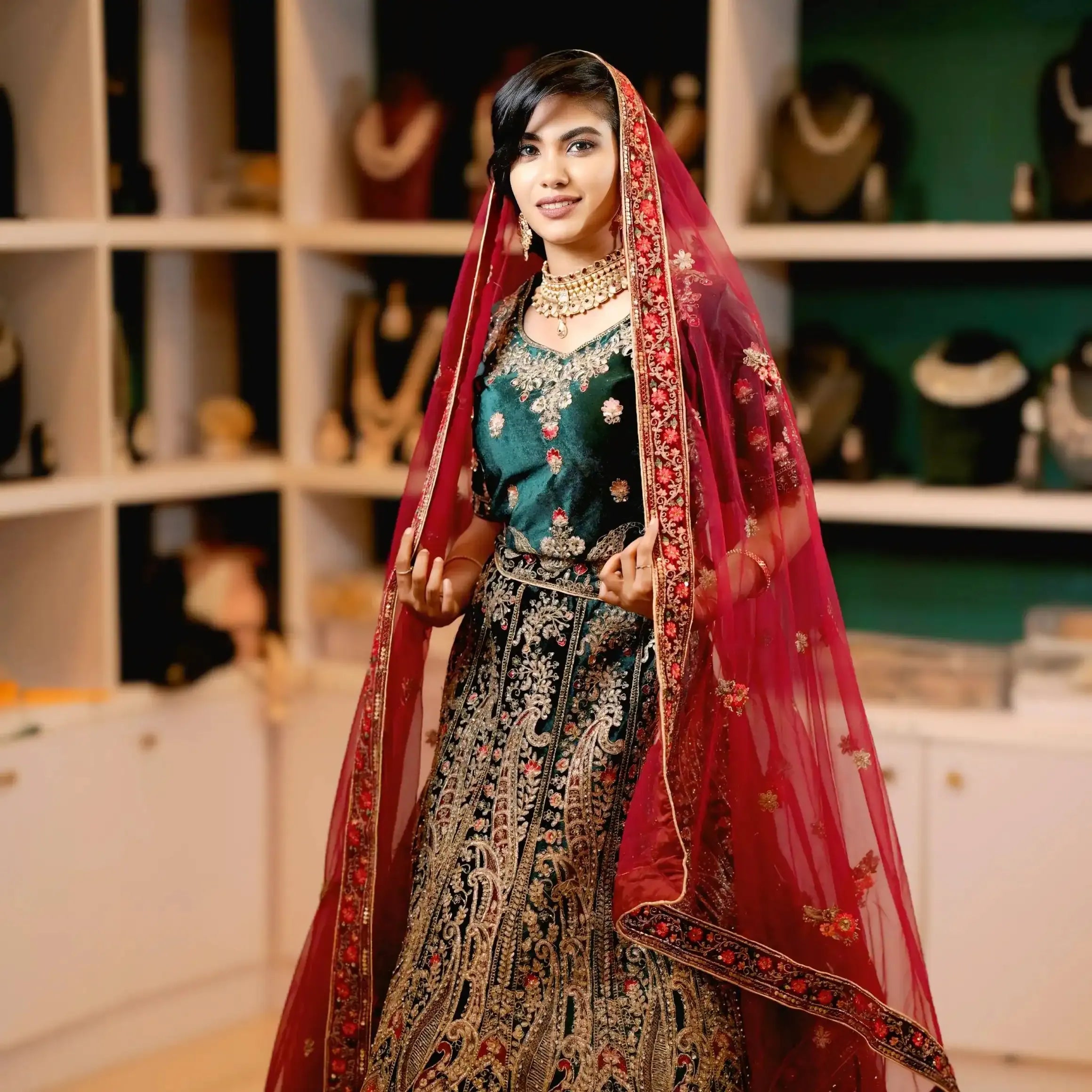 Teal Green Bridal Lehenga Rental Kerala / wedding dress rental – Posh  Wedding Rental