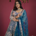 Royal Teal & Silver Embroidered Bridal Lehenga