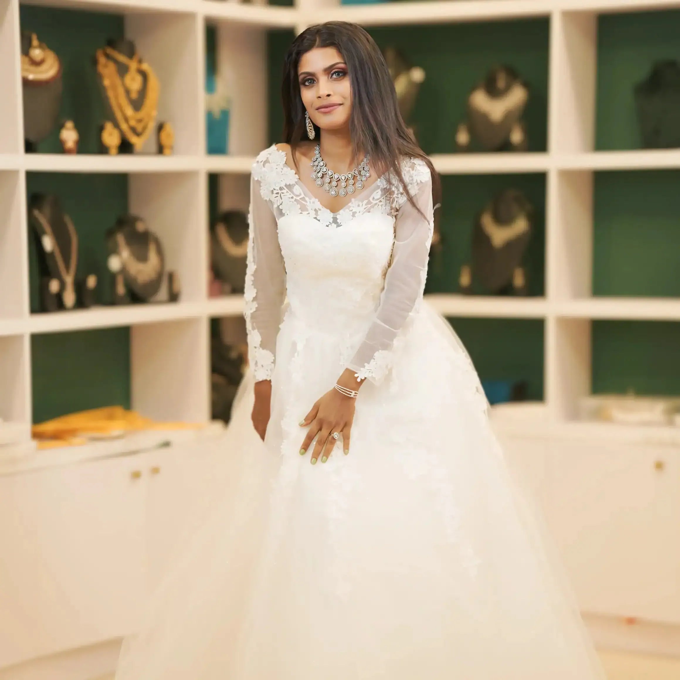 white bridal gown wedding dress rental kerala lace