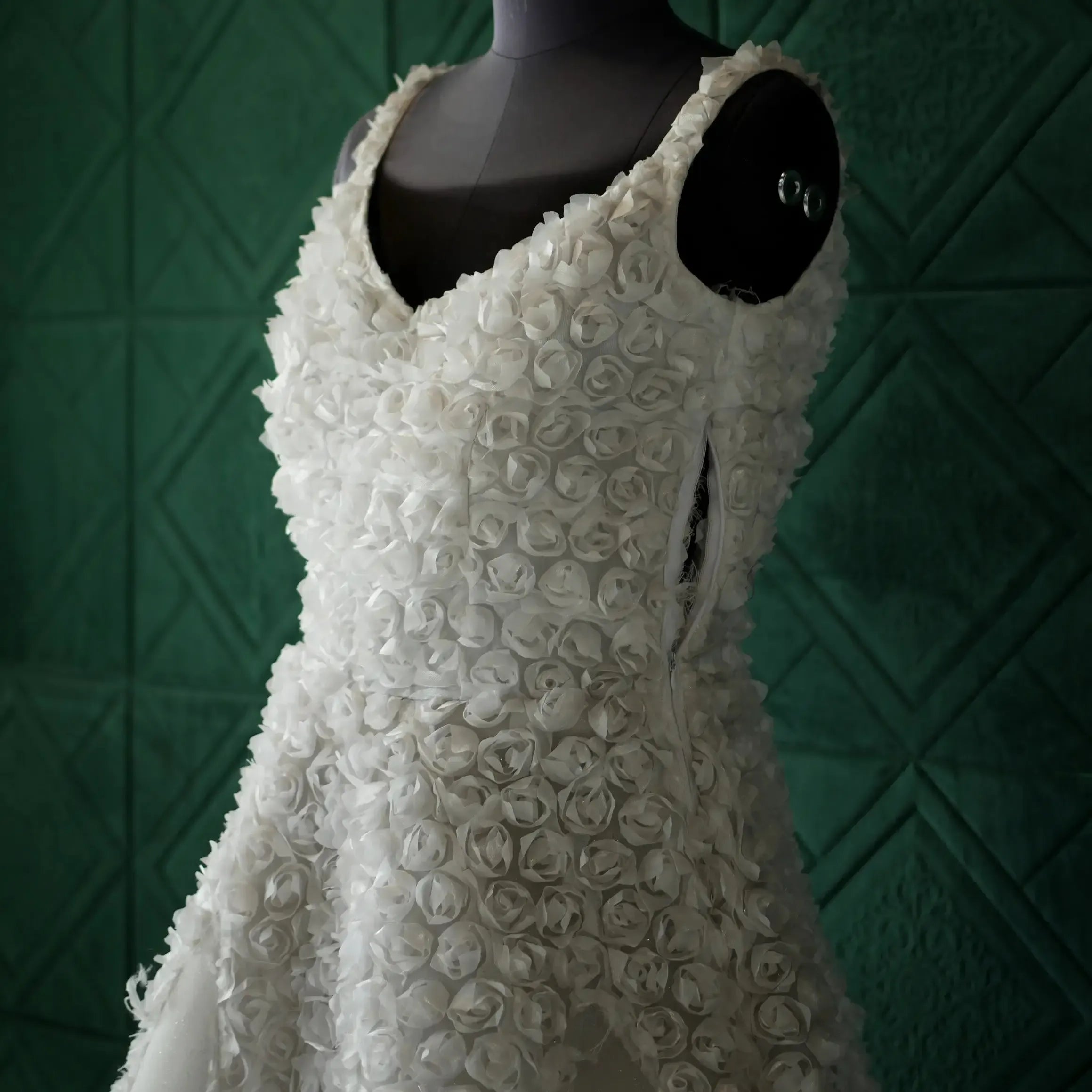 bridal white gown 3d rose detailing bridal dress rental wedding outfit rentals