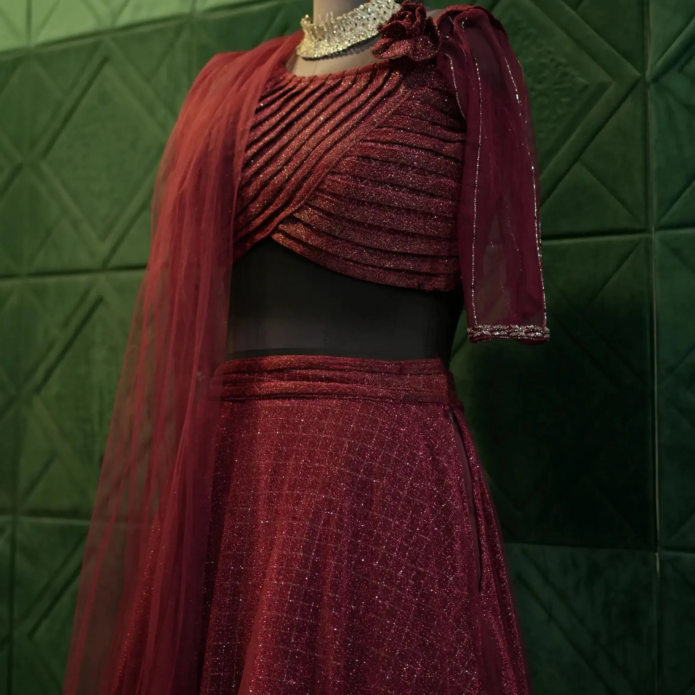 maroon lehenga bridal dress rental wedding outfit rentals elegant bride look