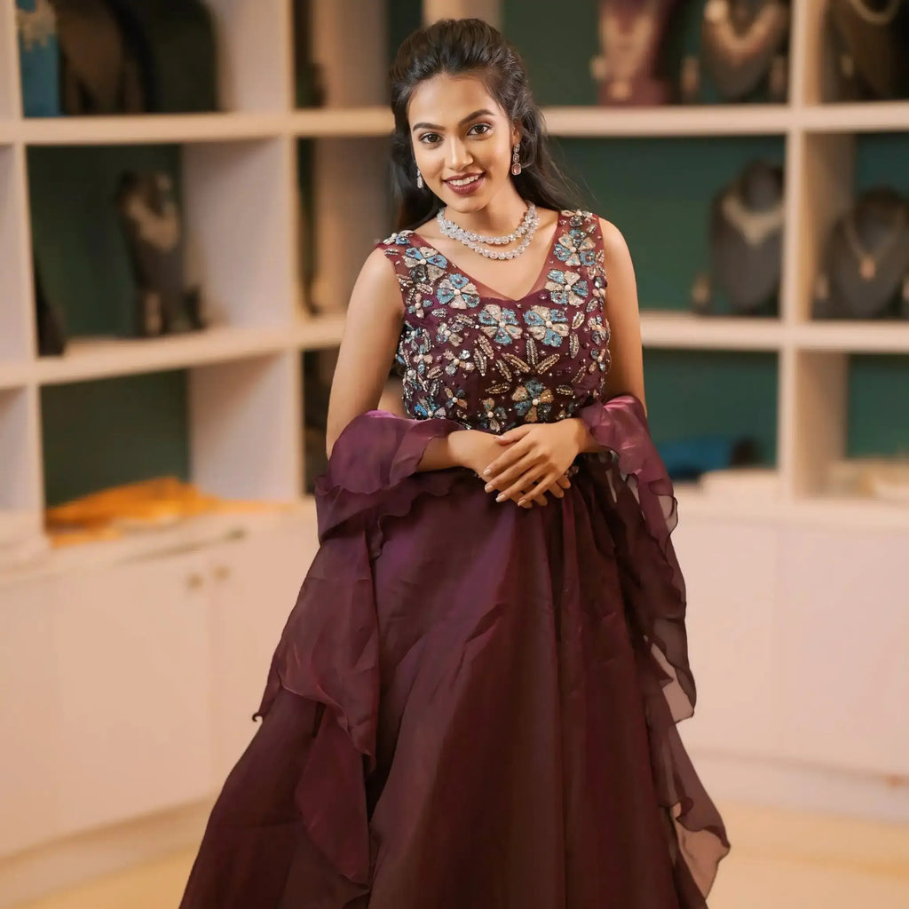 maroon ethnic crop top rental kerala women