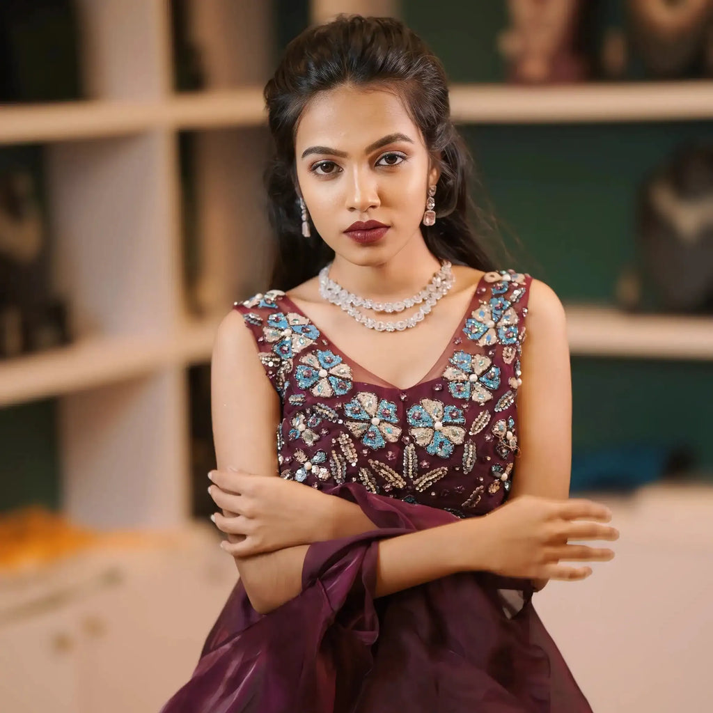 designer crop top wedding clothes rental kerala