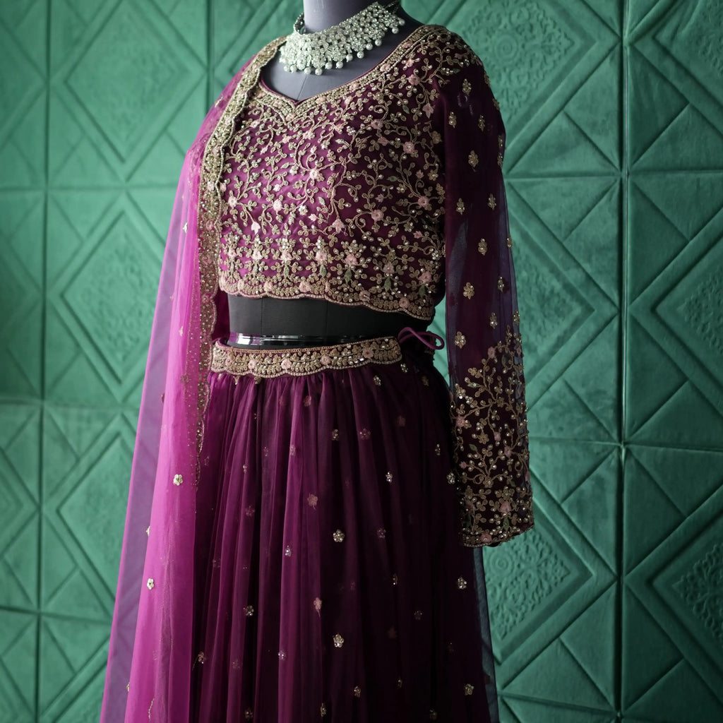 bridal dress rental near me wine purple lehenga
