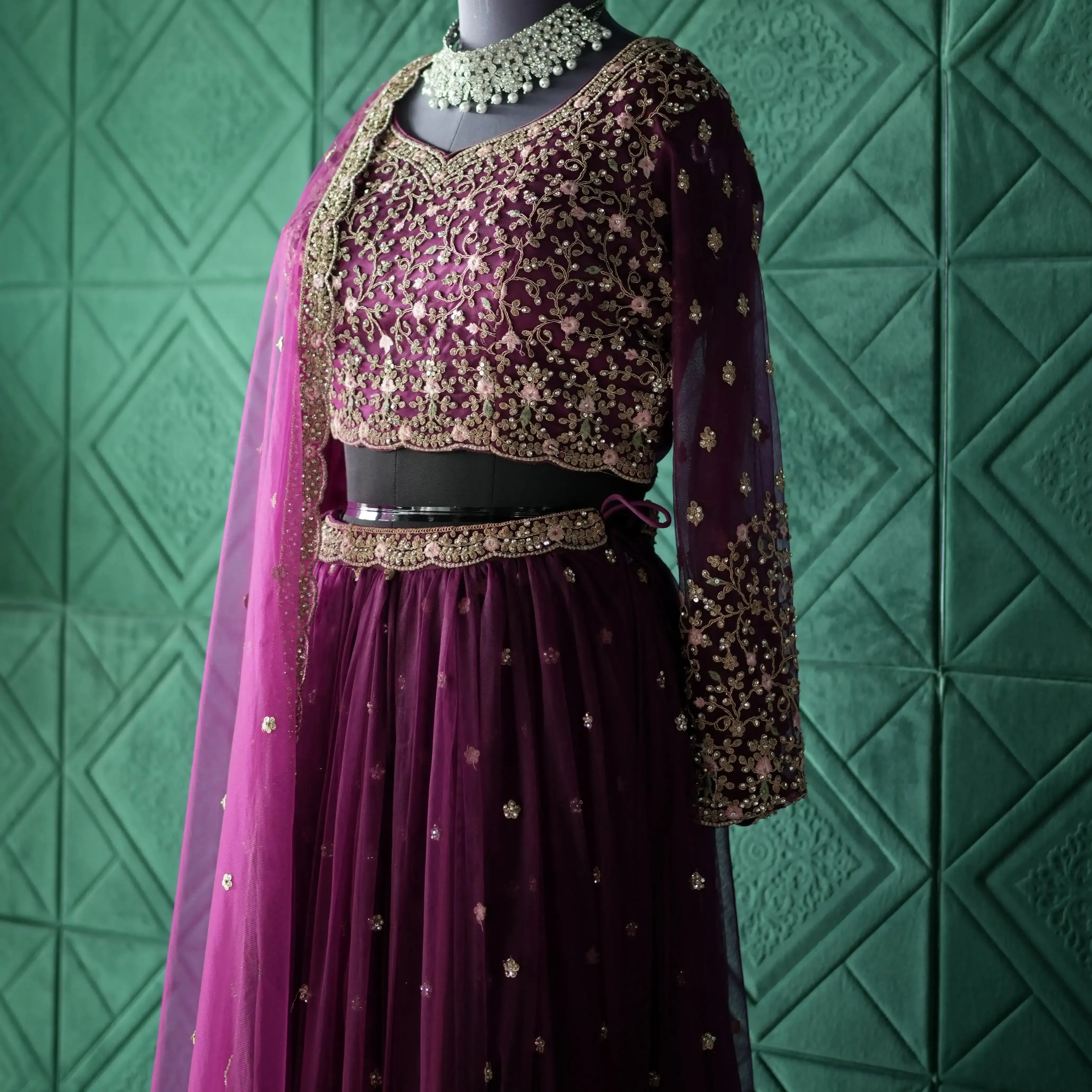 bridal dress rental near me wine purple lehenga