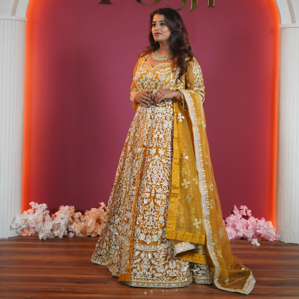 Golden Arabic Designer Lehenga