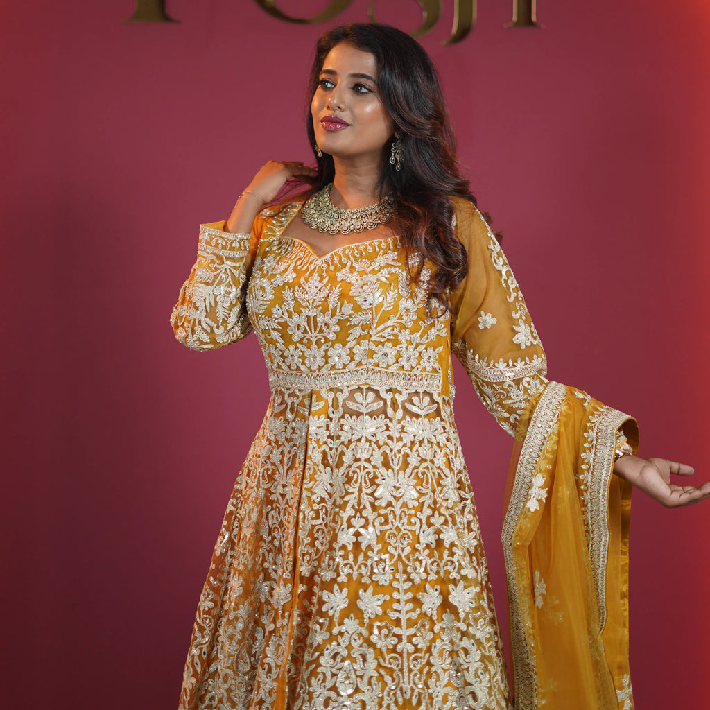Golden Arabic Designer Lehenga